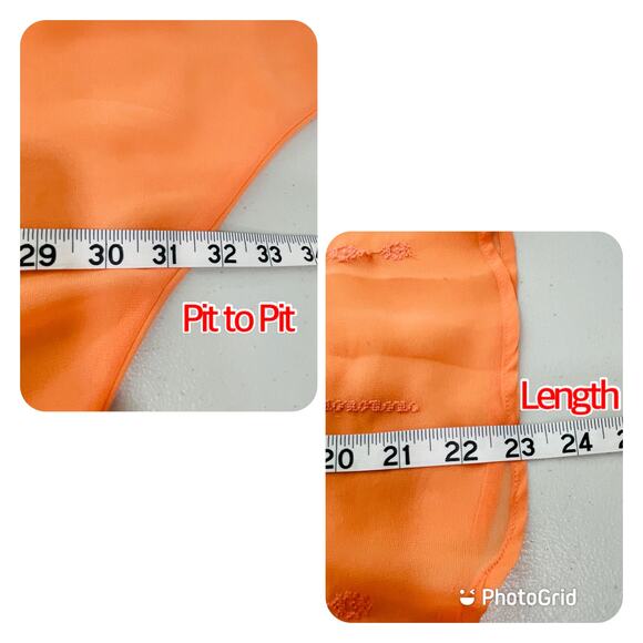 LC LAUREN CONRAD Orange Chiffon Embroidered Lightweight Sheer Top Blouse S - Picture 12 of 12